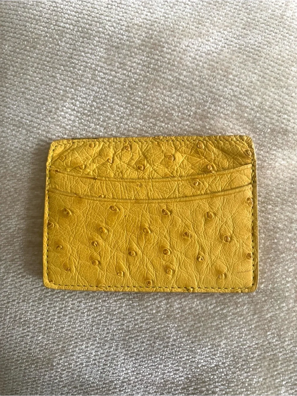 Unisex Yellow Genuine Ostrich Leather 5 Pocket Credit Card Holder USA Made